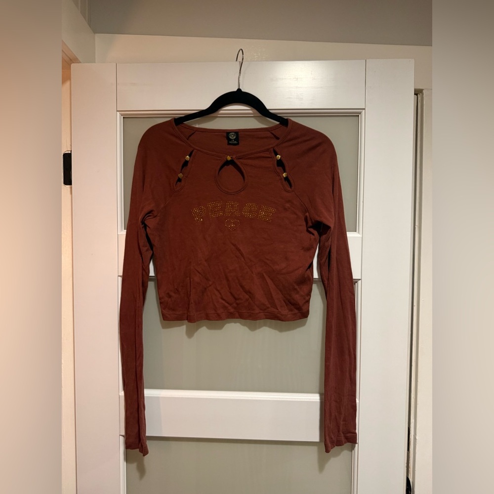 Urban Outfitters Brown Long Sleeve Graphic T-Shirt - Size L